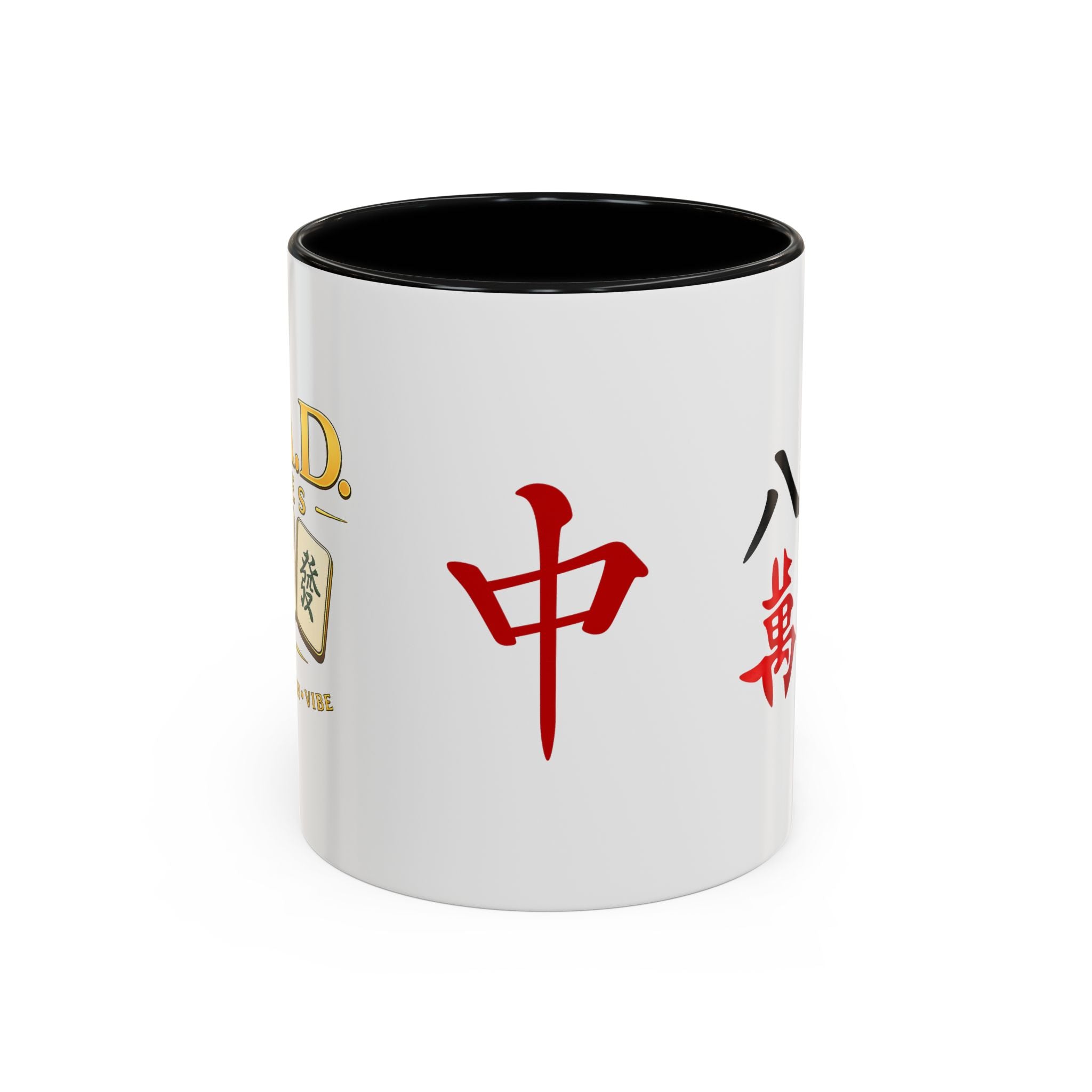 Mahjong Tile Accent Coffee Mug — Chinese Characters Mahjong Design (11/15oz)