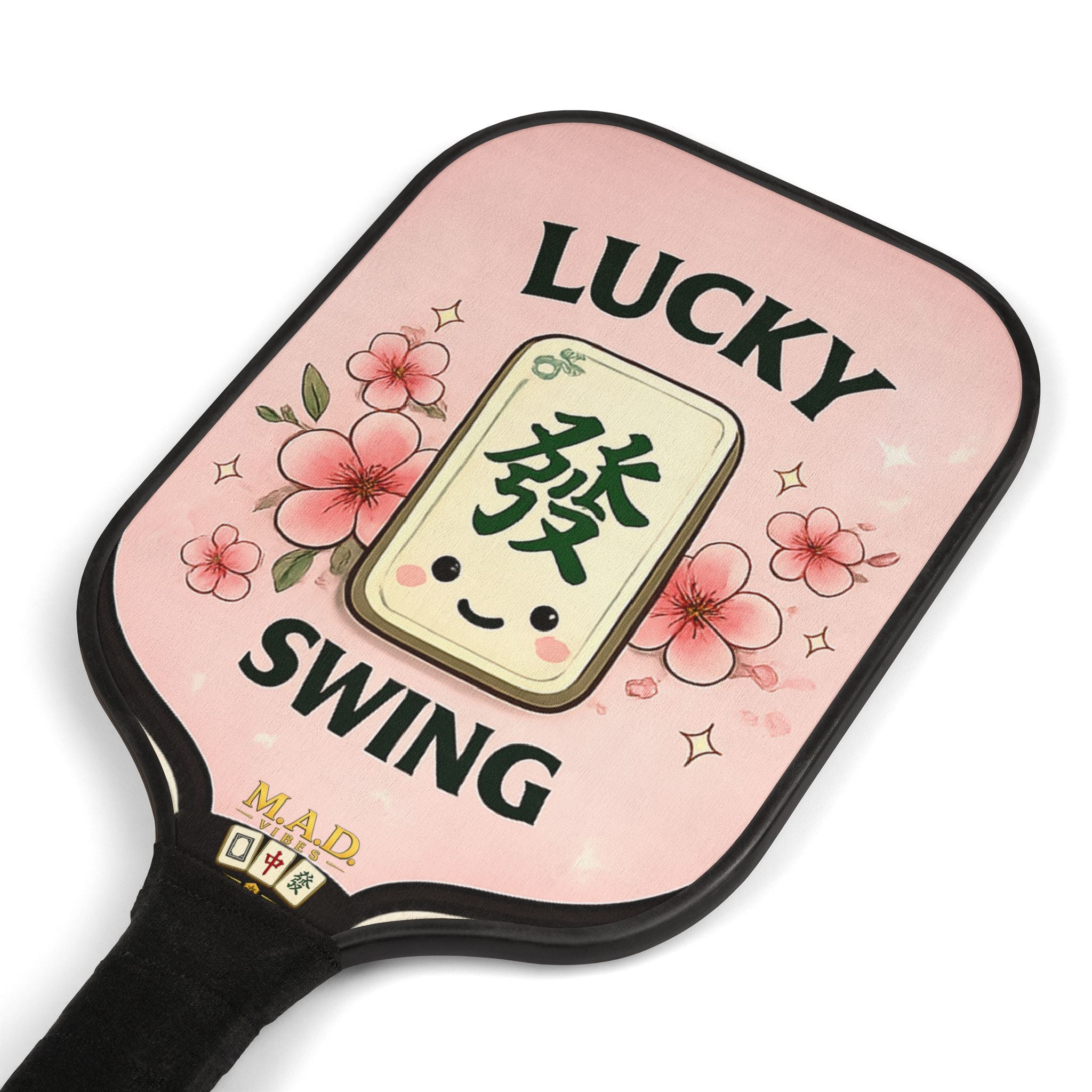 Pickleball Paddles — "Lucky Swing" Floral Mahjong Design Set (2 Paddles + 2 Balls)