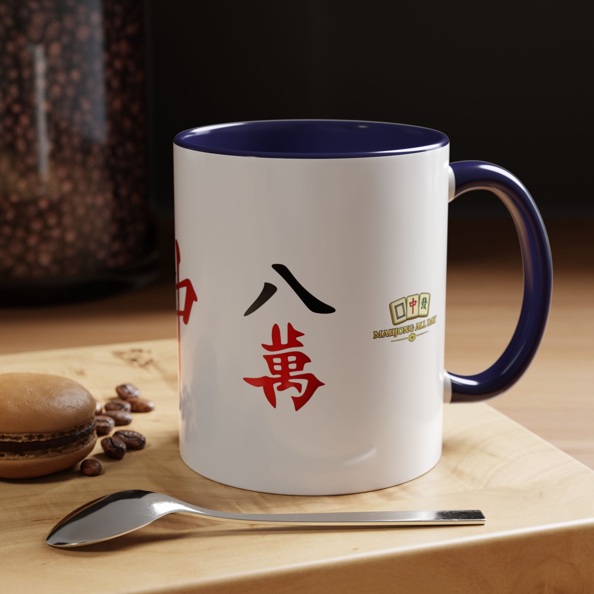 Mahjong Tile Accent Coffee Mug — Chinese Characters Mahjong Design (11/15oz)