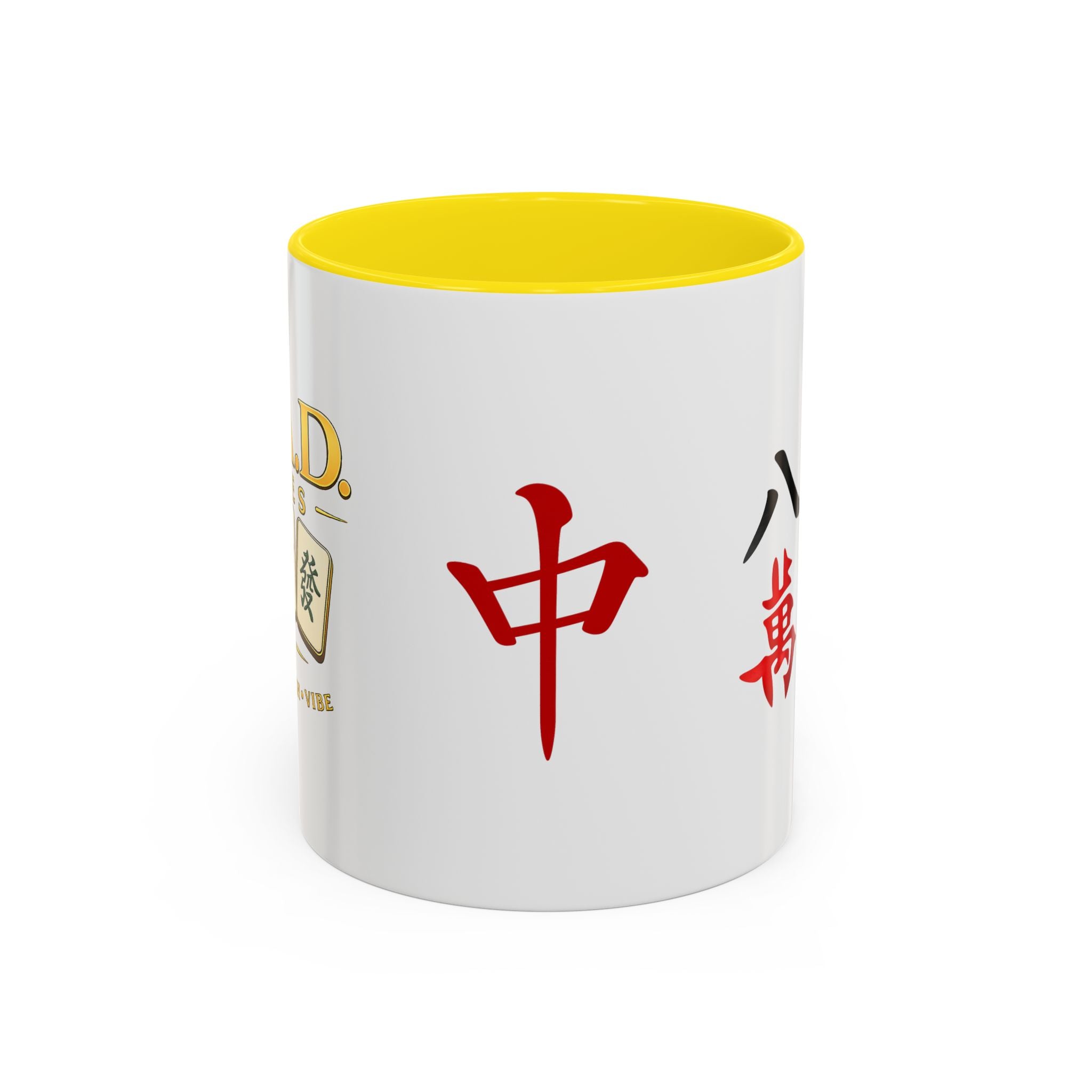 Mahjong Tile Accent Coffee Mug — Chinese Characters Mahjong Design (11/15oz)