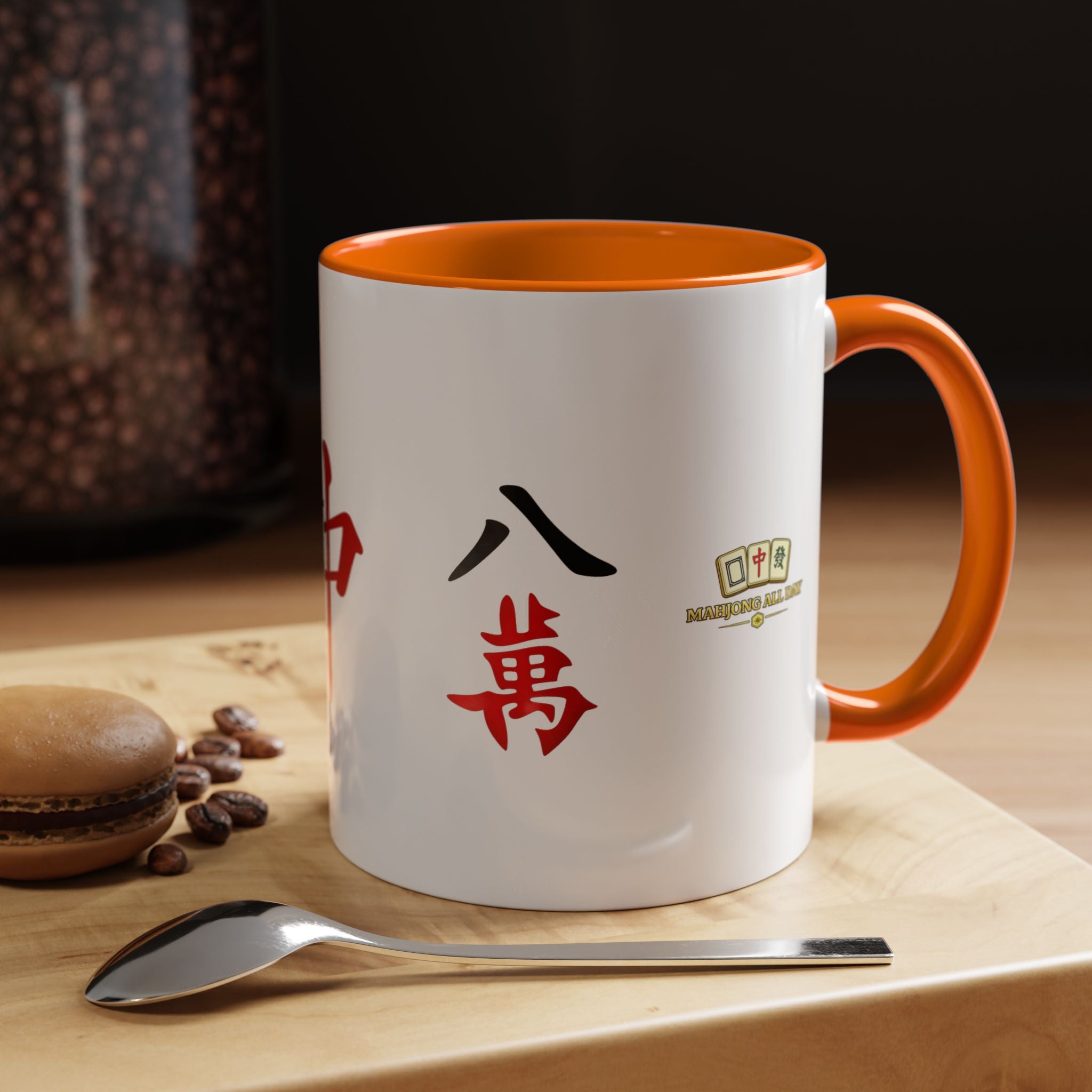 Mahjong Tile Accent Coffee Mug — Chinese Characters Mahjong Design (11/15oz)