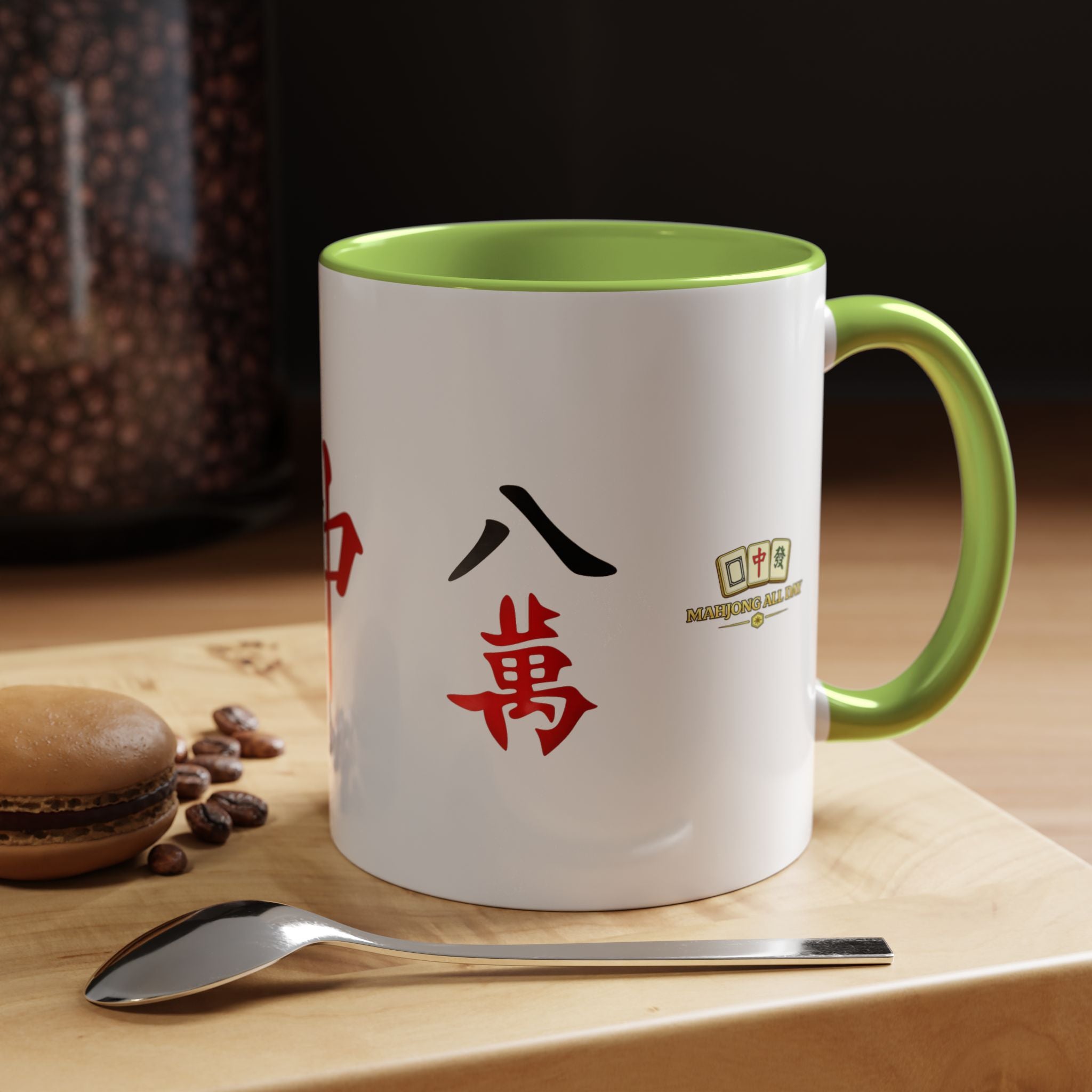 Mahjong Tile Accent Coffee Mug — Chinese Characters Mahjong Design (11/15oz)