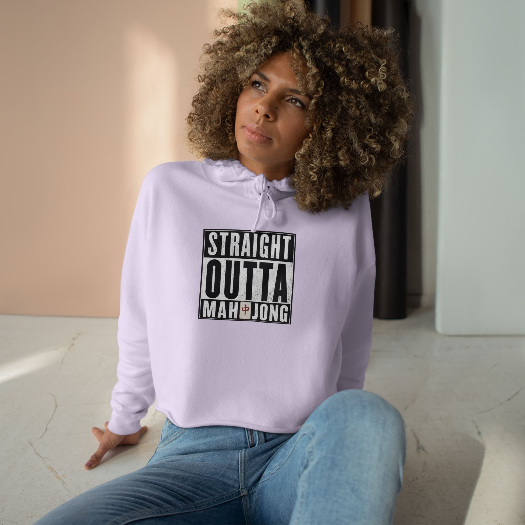 Straight Outta Mahjong Crop Hoodie