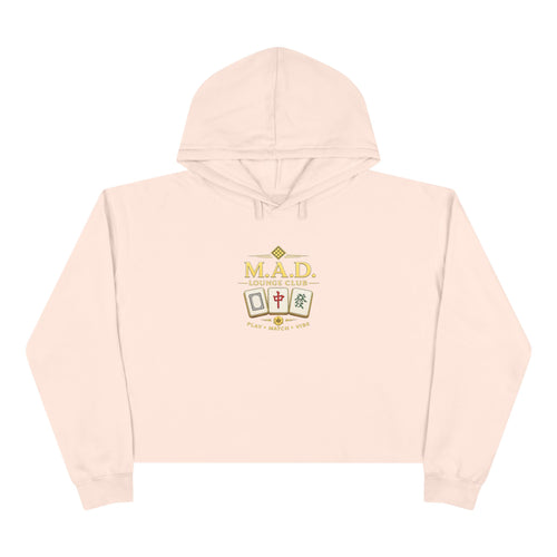 M.A.D. Lounge Club Cropped Hoodie — Vintage Crest Graphic Crop Sweatshirt