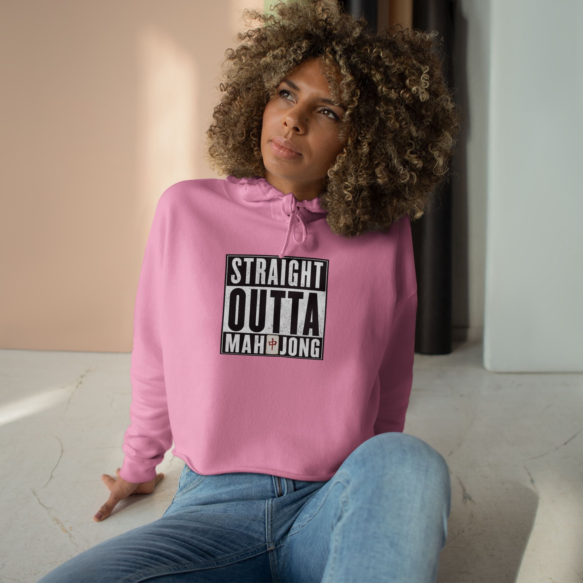 Straight Outta Mahjong Crop Hoodie