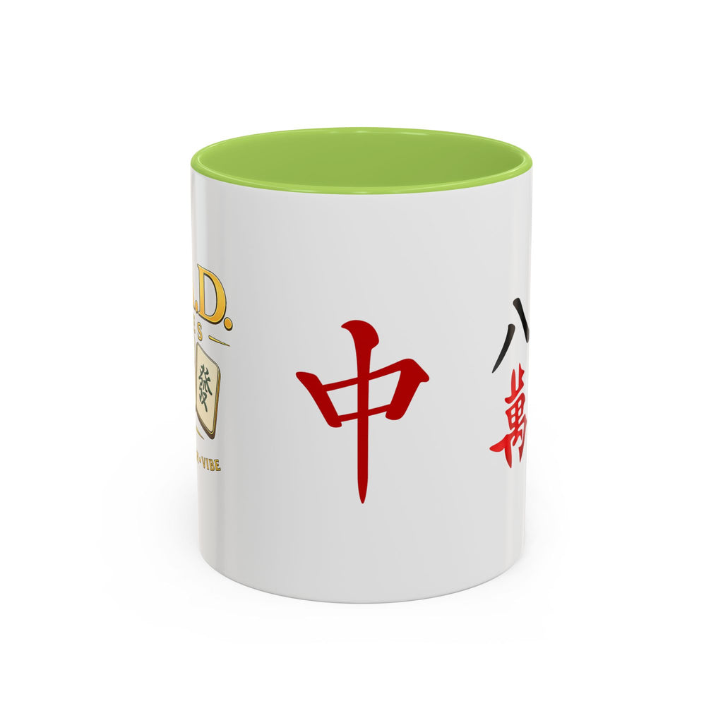 Mahjong Tile Accent Coffee Mug — Chinese Characters Mahjong Design (11/15oz)
